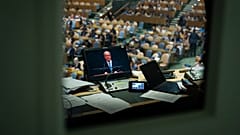 Filistin Başbakanı Mustafa Muhammed, Birleşmiş Milletler'de düzenlenen konferansta konuşma yaparken, 28 Temmuz 2025
