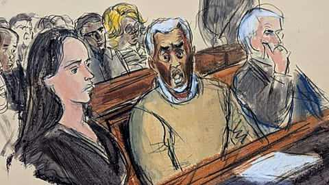 Judge says Sean ‘Diddy’ Combs must stay in jail until his October sentencing - Pictured: courtroom sketch of Combs