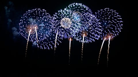 FILE PHOTO - Fireworks are viewed from Toki Messe where the G7 meeting of finance ministers and central bank governors is held, in Niigata, Japan, Friday, May 12, 2023.