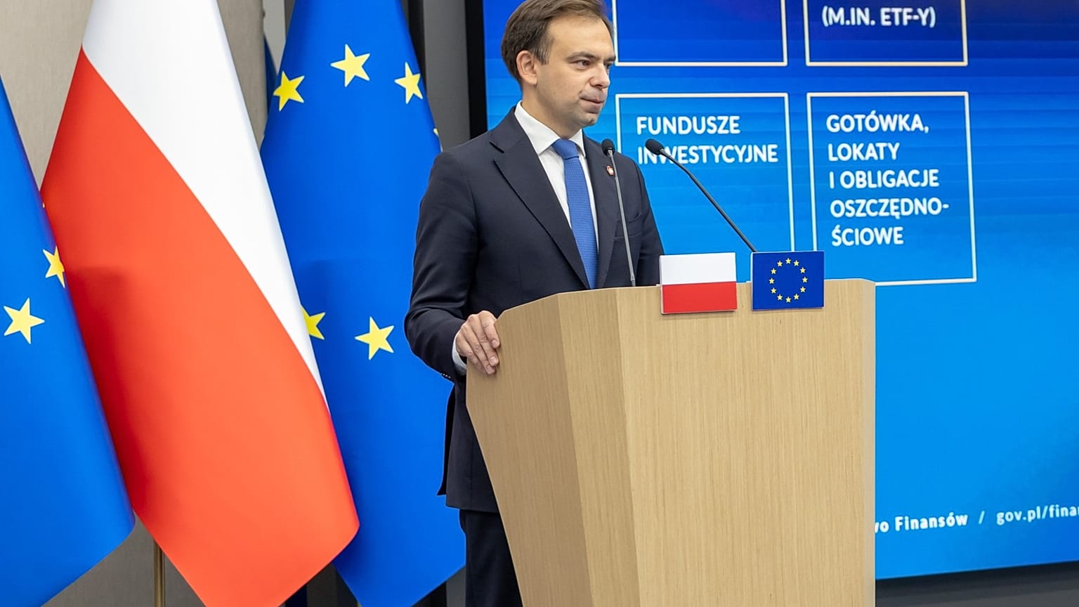 Minister Finansów Andrzej Domański na konferencji prasowej, Warszawa, 05.08.2025 r.