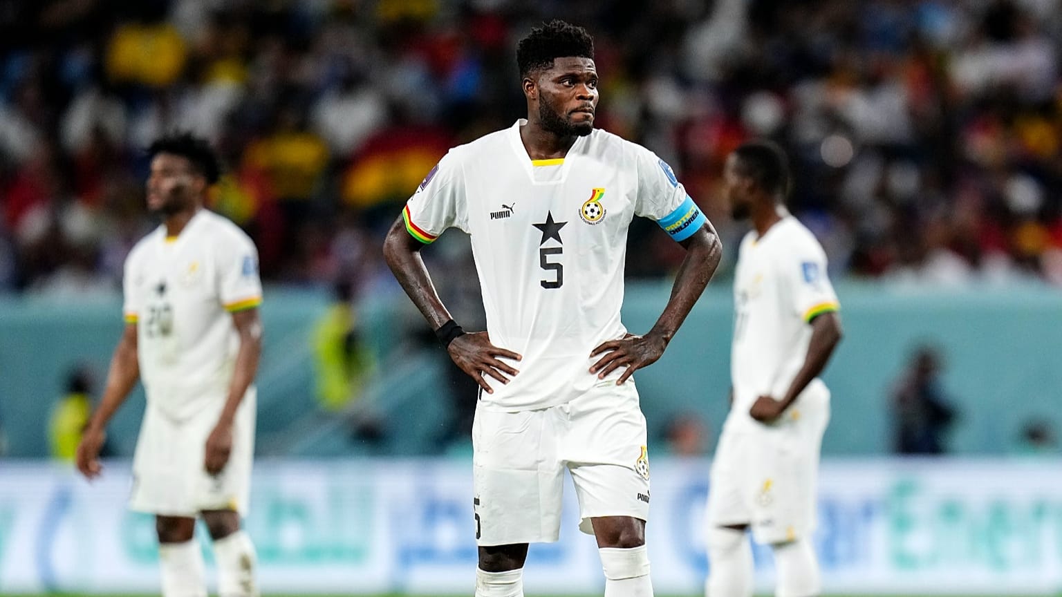 FILE: Thomas Partey stands on the pitch during the World Cup match between Ghana and Uruguay, at the Al Janoub Stadium in Al Wakrah, 2 December 2022
