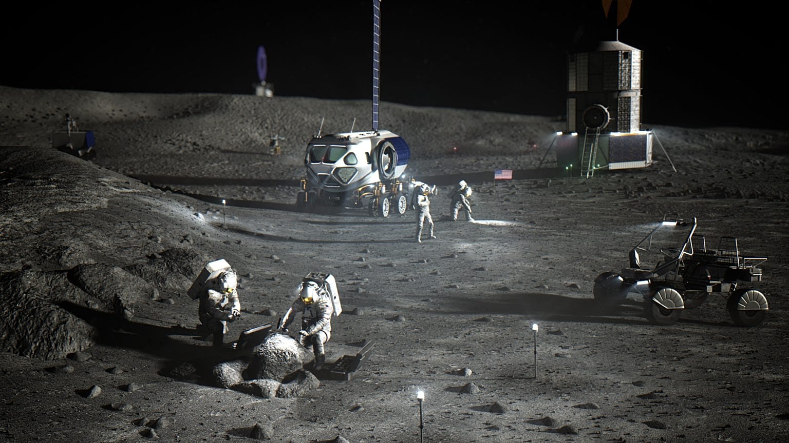 NASA'nın Ay'da kurmak istediği üssü resmeden bir görsel.
