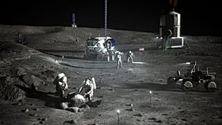 NASA'nın Ay'da kurmak istediği üssü resmeden bir görsel.
