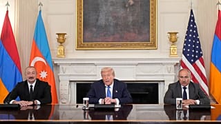 Aliyev, Trump és Pasinján a Fehér Házban, 2025. aug. 8.