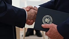 FILE: Russian President Vladimir Putin and US special envoy Steve Witkoff shake hands during their meeting at the Kremlin in Moscow, 6 August 2025