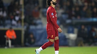 محمد صلاح لاعب ليفربول، ملعب كيه آر سي جينك أرينا في جينك، بلجيكا، الأربعاء 23 أكتوبر 2019. 
