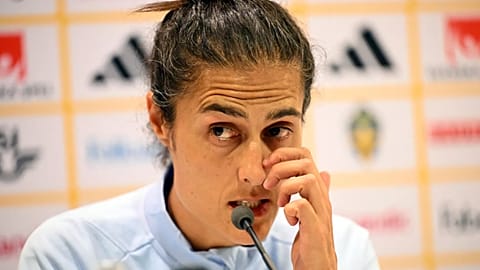 Montse Tomé durante una rueda de prensa en Gotemburgo, Suecia, el 21 de de septiembre de 2023, antes de un partido de la UEFA de España contra Suecia.