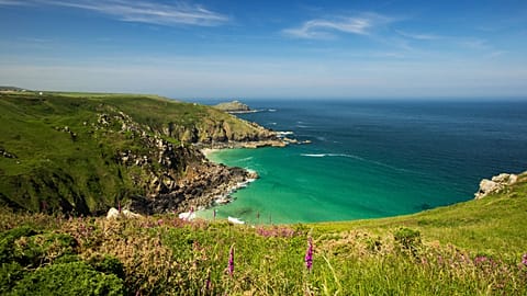 Aerial view of Cornwall, a UK county which has seen more slow travellers in recent years