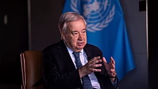 أجرى الأمين العام للأمم المتحدة أنطونيو غوتيريش مقابلة مع وكالة أسوشيتد برس في مقر الأمم المتحدة يوم الثلاثاء 22 يوليو/تموز 2025 في نيويورك