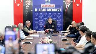 İçişleri Bakanı Ali Yerlikaya, Çanakkale AFAD İl Merkezi'nde, 12 Ağustos 2025