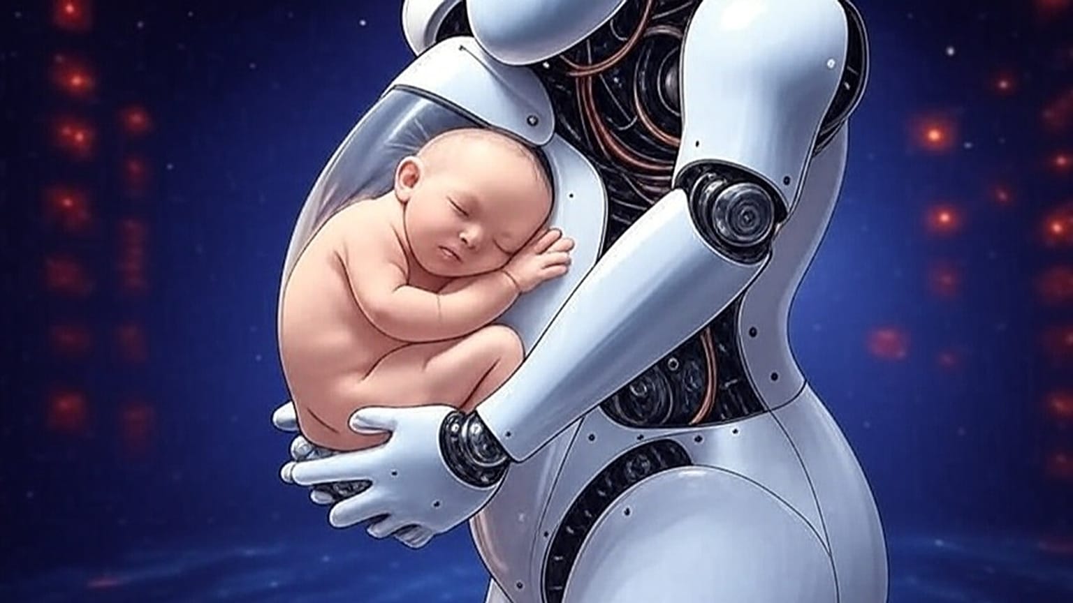 Kaiwa Technology'nin hamilelik robotu konseptini temsilen hazırlanmış bir yapay zeka görseli.