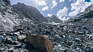 An overview of the Ventina glacier, near Sondrio, northern Italy.