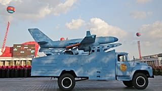 FILE - In this 10 October 2015 file photo, a drone is paraded in Pyongyang, North Korea