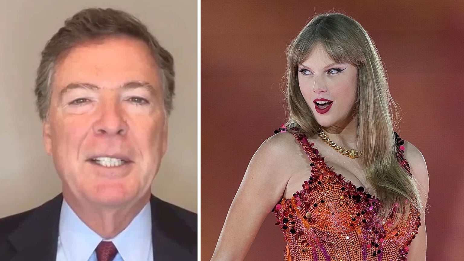 Eski FBI Başkanı James Comey (solda) Taylor Swift itirafı nedeniyle MAGA'nın öfkesine yol açtı 
