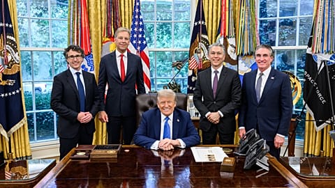Incoming Rio Tinto chief executive Simon Trott, outgoing head Jakob Stausholm and BHP chief Mike Henry met US President Donald Trump and Secretary of the Interior Doug Burgum.