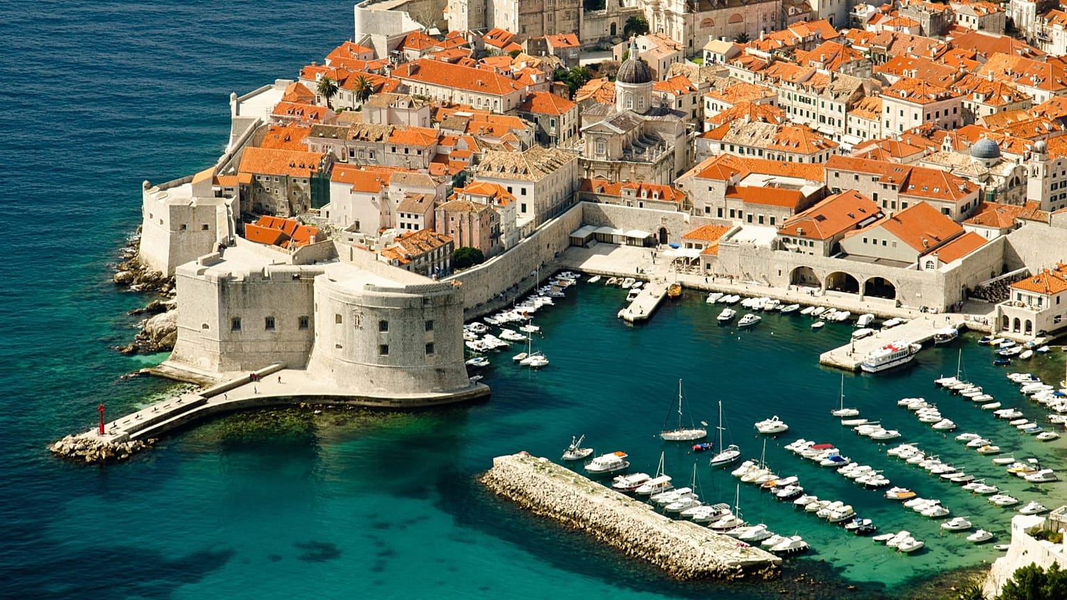 Dubrovnik óvárosának légi képe, Horvátország