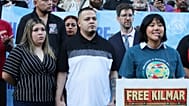 La esposa de Kilmar Abrego García asiste a una manifestación de protesta en la oficina de campo de Inmigración y Control de Aduanas en Baltimore, el 25 de agosto de 2025.