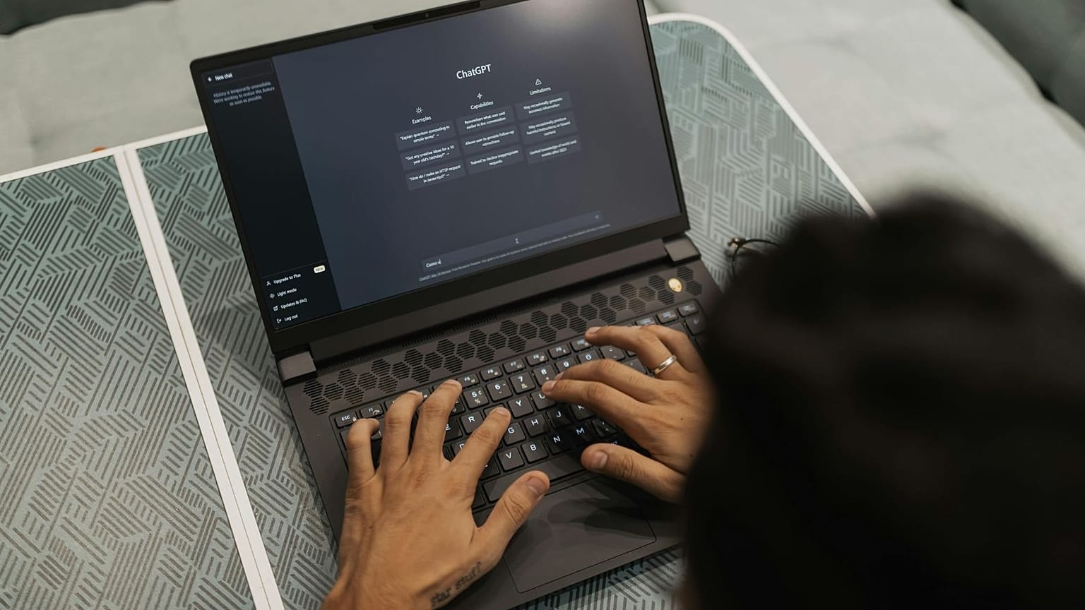 A man uses ChatGPT.