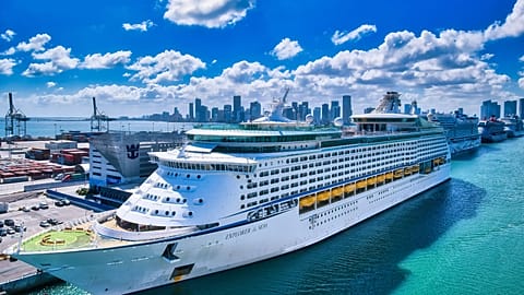 Aerial view of cruise ship