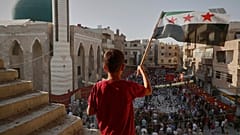 صورة تعبيرية لطفل سوري يحمل العلم الوطني