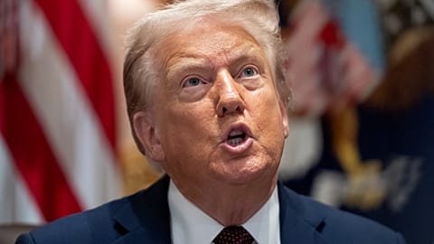 President Donald Trump speaks during a cabinet meeting at the White House, Tuesday, Aug. 26, 2025, in Washington. 