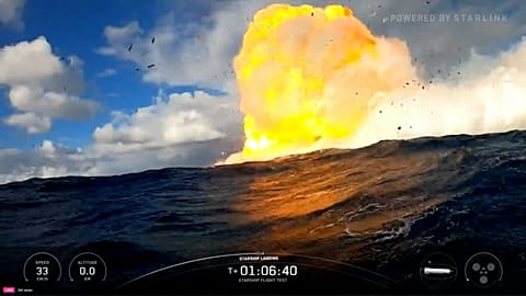 SCREENSHOT - SpaceX Starship termina voo de teste com espetacular amaragem