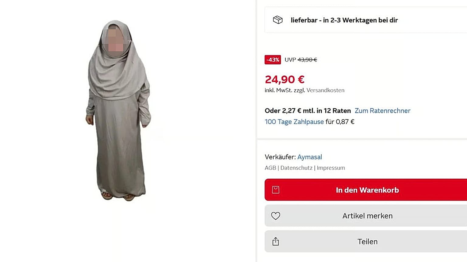 Der Online-Versandhändler steht in der Kritik, weil er Kopftücher für Mädchen anbot.