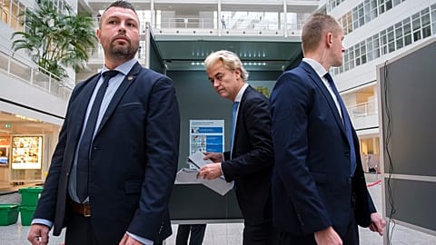 Geert Wilders casting his vote in The Hague, for the parliamentary elections in 2023.