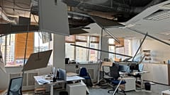 Die Zerstörung im Inneren der EU-Delegation in Kiew.