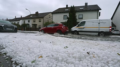 A storm with large hailstones damaged four-fifths of the buildings in a small town in the southern German state of Bavaria in 2023. 
