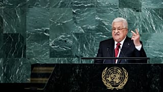 Il presidente palestinese Mahmoud Abbas (Abu Mazen) alla 77esima sessione dell'Assemblea Generale dell'Onu, venerdì 23 settembre 2022, New York. (AP Photo/Julia Nikhinson)