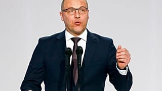 Le président du parlement ukrainien, Andriy Paroubiy, s'exprime lors d'une réunion des partisans du président ukrainien Petro Porochenko à Kyiv, en Ukraine, le 29 janvier 2019