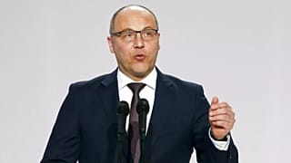 رئيس البرلمان الأوكراني، أندريه باروبي، يتحدث في اجتماع لأنصار الرئيس الأوكراني بيترو بوروشينكو في كييف، أوكرانيا، الثلاثاء 29 يناير/كانون الثاني 2019.