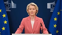 Avrupa Komisyonu Başkanı Ursula von der Leyen 28 Ağustos 2025 Perşembe günü Belçika'nın başkenti Brüksel'deki AB merkezinde basına bir açıklama yaptı.