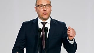 DOSSIER - Le président du parlement ukrainien Andriy Parubiy s'exprime à Kyiv, en Ukraine, le mardi 29 janvier 2019.