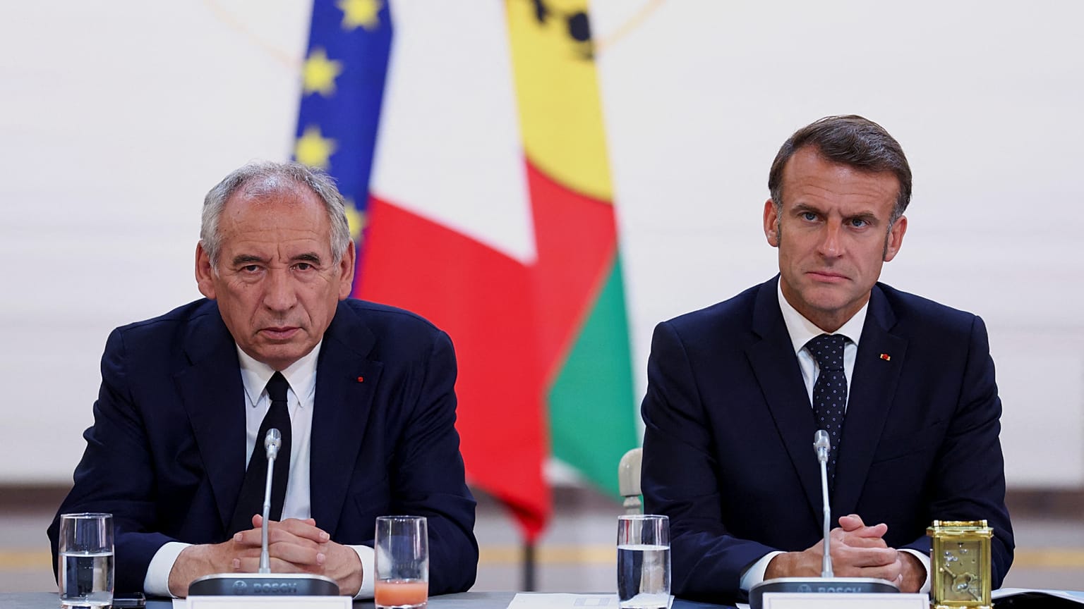 French Prime Minister Francois Bayrou with President Emmanuel Macron