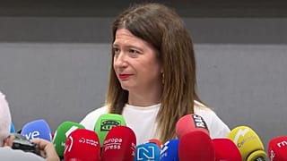 Leire Díez durante una comparecencia en junio.
