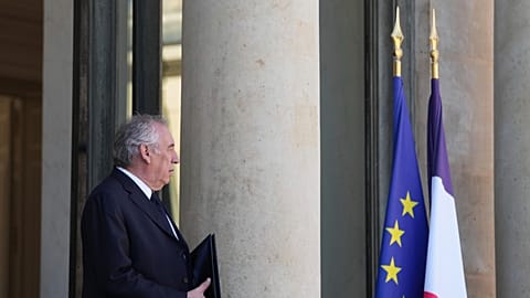 FILE: France's Prime Minister Francois Bayrou leaves the weekly cabinet meeting at the Elysee Palace in Paris, 19 March 2025 