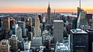 Horizonte de Nueva York al atardecer
