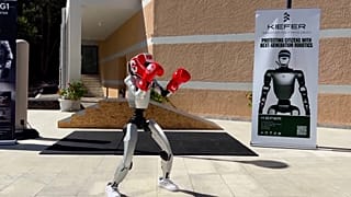 Unitree G1 humanoid robot exhibiting boxing skills