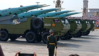 YJ-17, hypersonic anti-ship missiles, pass during a military parade to commemorate the 80th anniversary of Japan's World War II surrender held in front of Tiananmen Gate.