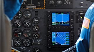 A cockpit GPS system in a plane over the Gulf of Mexico, 10 July, 2010