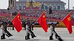 Military personnel take part in a military parade to mark the 80th anniversary of the end of WWII, held in front of Tiananmen Gate in Beijing, Wednesday, Sept. 3, 2025