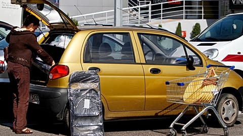 A supermarket carpark in Poland. 29 Aug. 2012. 