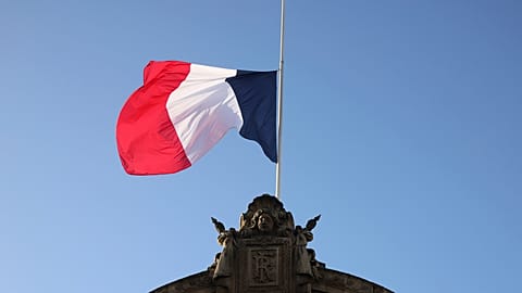 The French flag flies halfmast. Monday, 23 Dec., 2024 at the Elysée Palace in Paris.