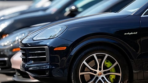 A line of Porsche vehicles are seen, Friday, 1 Aug. 2025, in Atlanta.