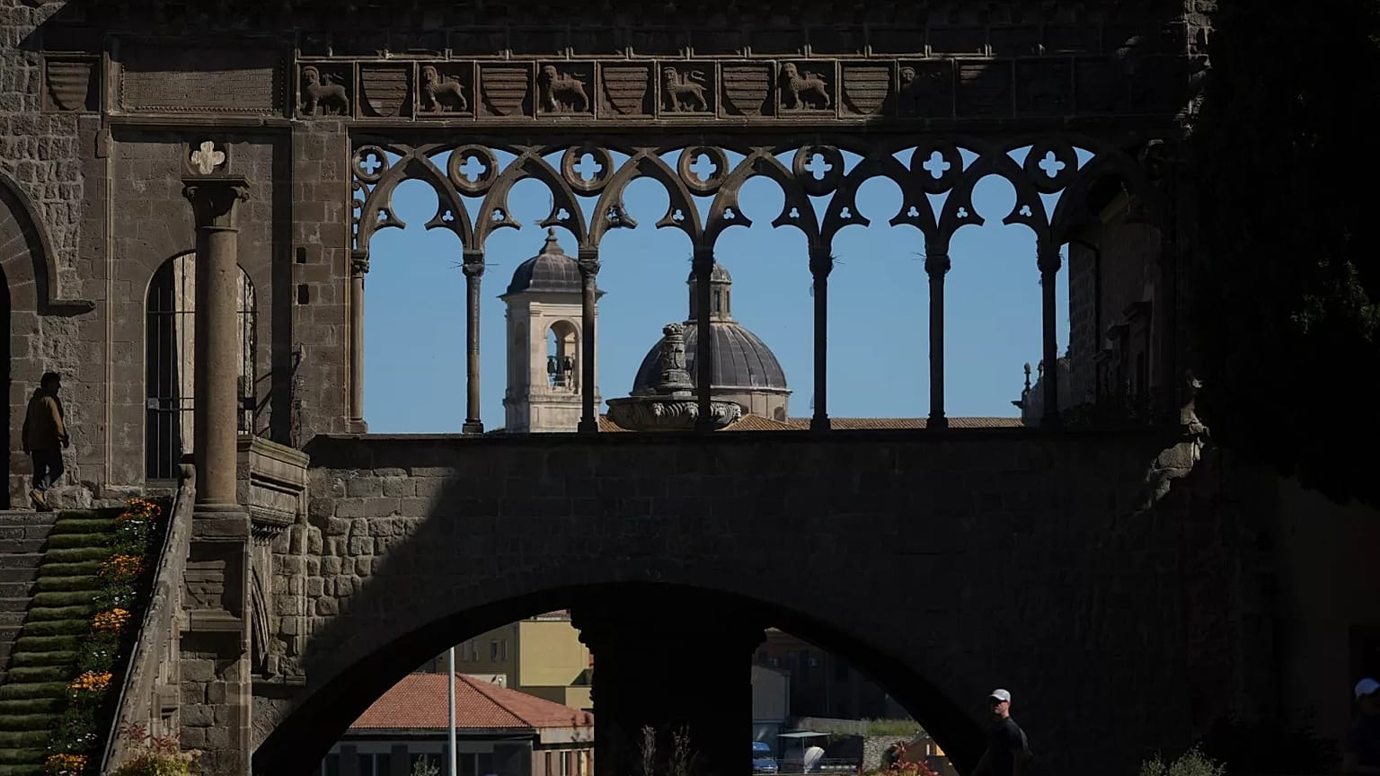 A view of the "Loggia dei Papi" that hosted the longest conclave in the Catholic Church's history in Viterbo, 2 May, 2025