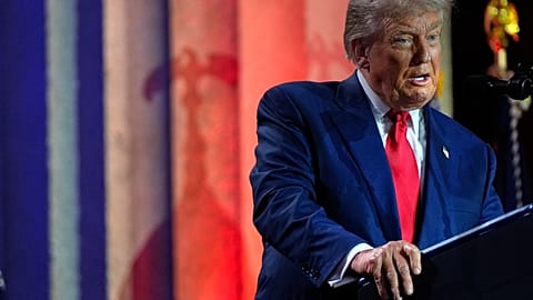 President Donald Trump speaks during an AI summit at the Andrew W. Mellon Auditorium, Wednesday, July 23, 2025, in Washington.
