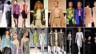 Alcune delle creazioni di Giorgio Armani dal 1985 al 2024