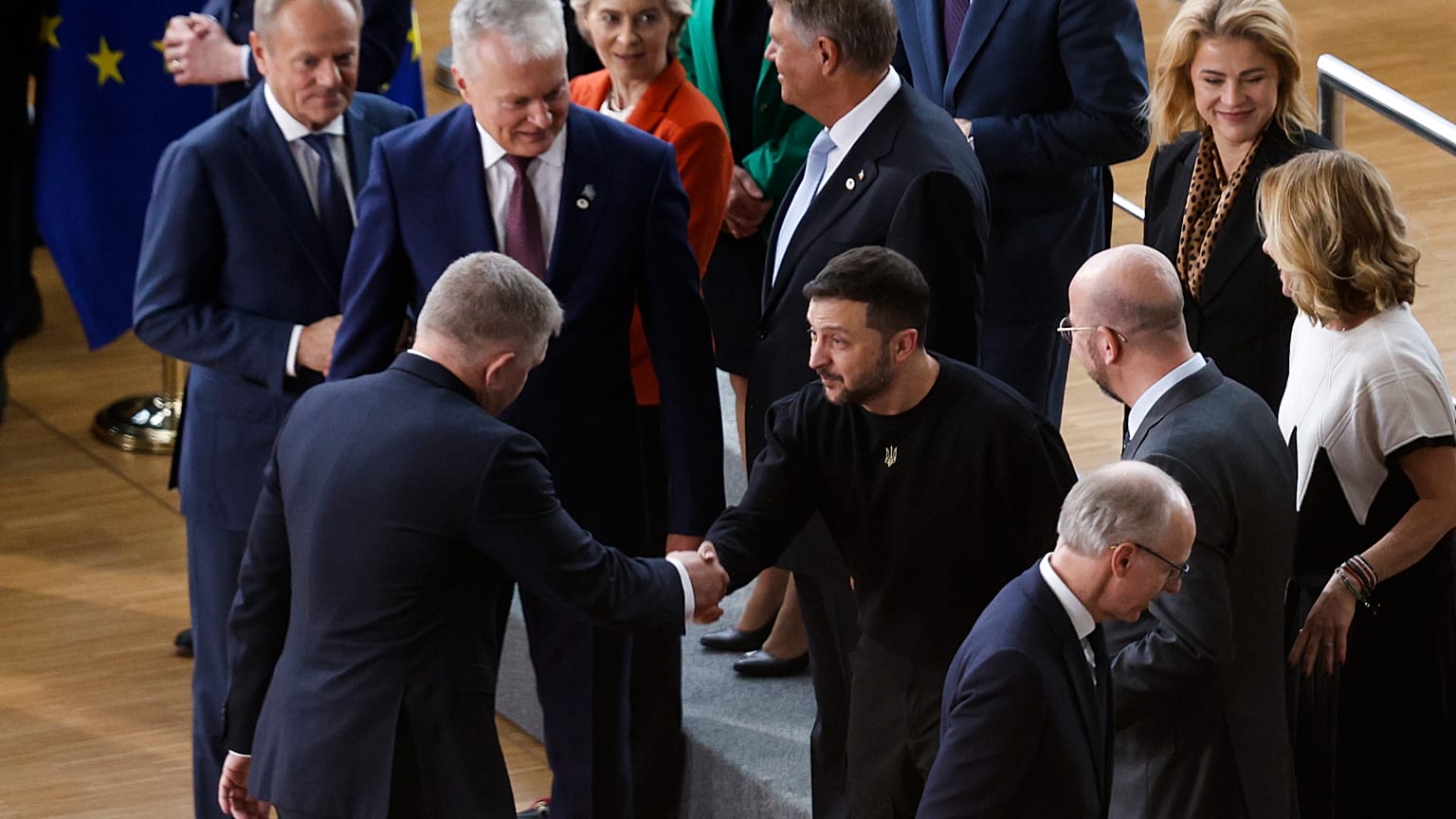 Fico és Zelenszkij Brüsszelben, 2024 október 17.